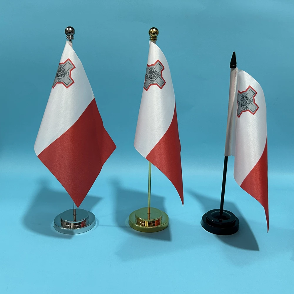 Bandera de escritorio de oficina SKY FLAG, bandera de Malta, 14x21cm, poliéster, bandera nacional de Malta, bandera de país, adornos de escritorio, banderas
