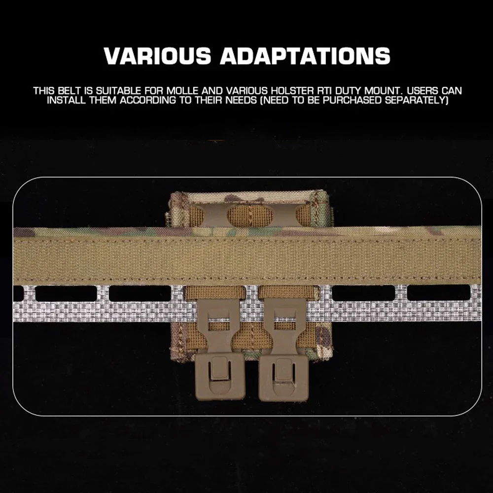 Cinturón táctico Molle 2 en 1, cinturón ligero para entrenamiento de caza, cinturón de batalla, hebilla de liberación rápida, equipo de cinturón de tiro Airsoft para hombres - imagen 5