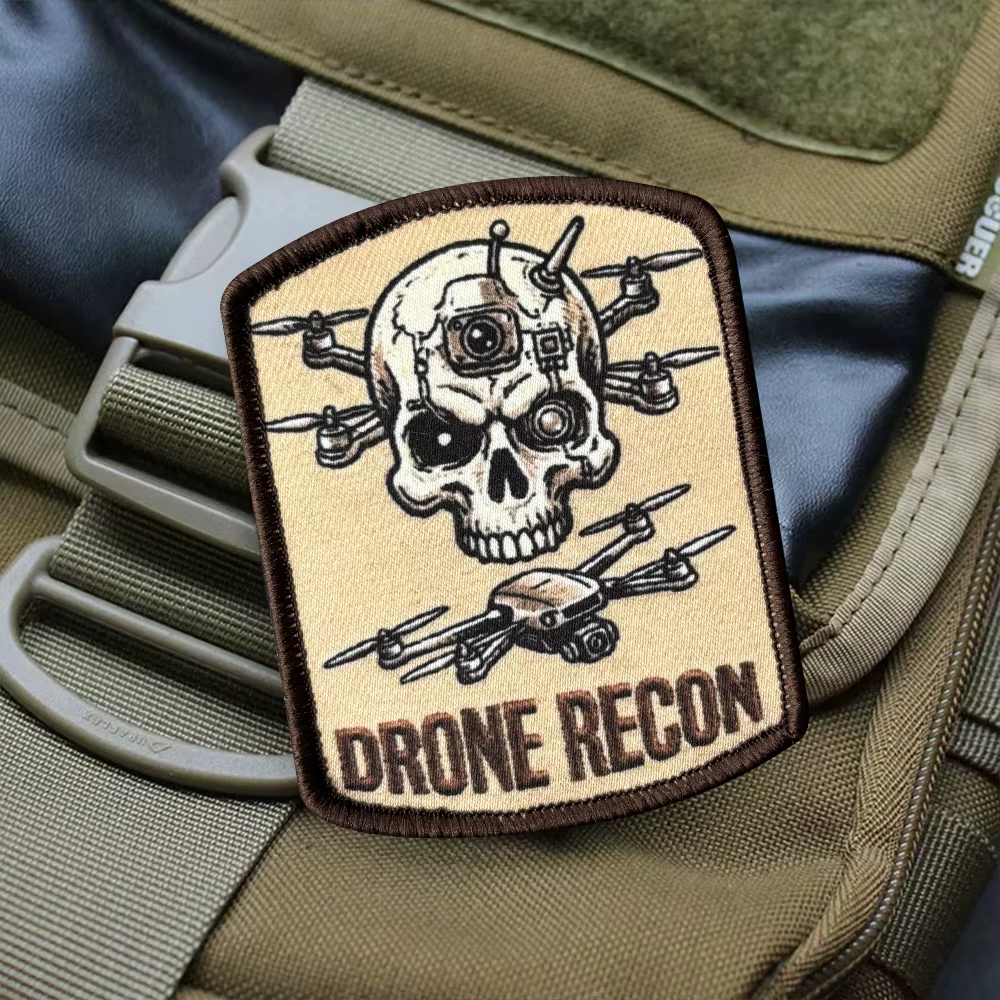 Parche táctico calavera dron con gancho y bucle para mochila chaqueta