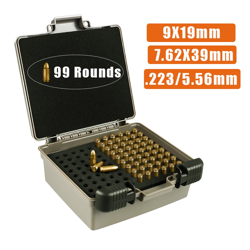 Caja de balas táctica.223/5.56mm 7,62x39mm 9mm caja de municiones portador de placa de carcasa caja de munición de 99 rondas caja de cartuchos de Rifle de caza