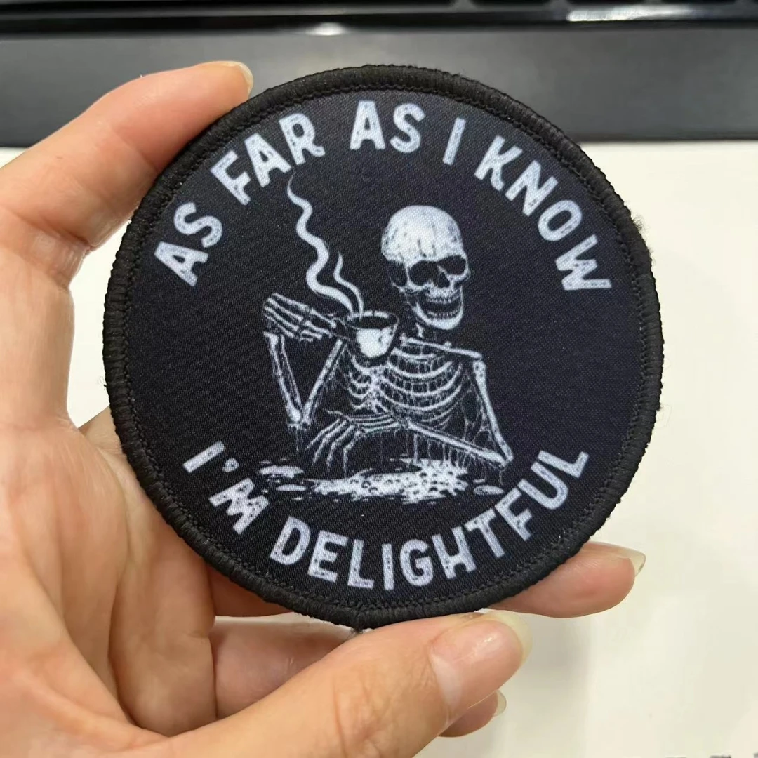 Pegatina de calavera bordada, Parche de velcro, brazalete táctico, pegatina para mochila - imagen 3