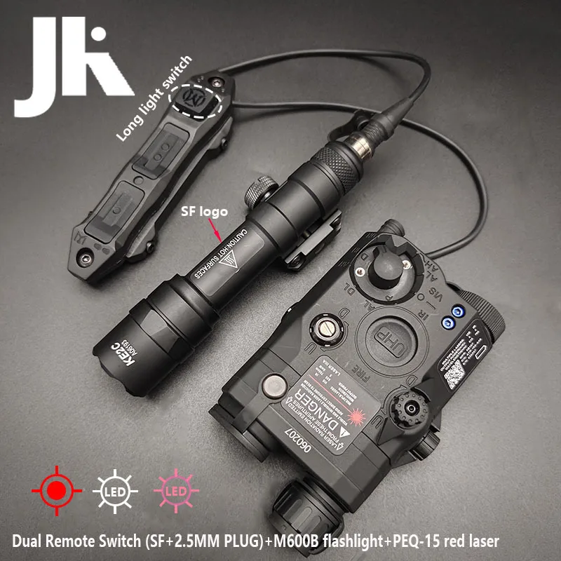 PEQ15 rojo azul verde láser IR luz de relleno indicador con M300B M600B linterna LED arma luz y interruptor remoto Dual SF/2.5 - imagen 2