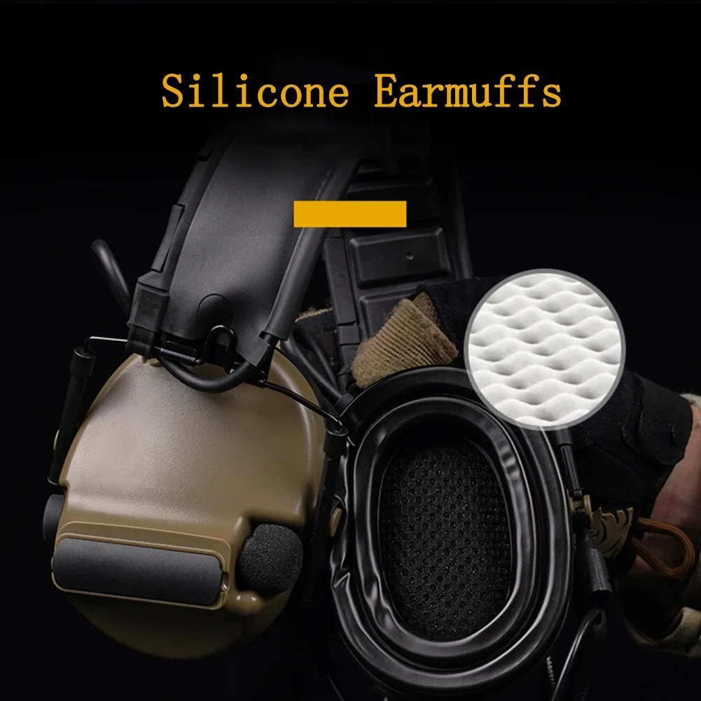 Auriculares tácticos C5 con cancelación de ruido y recogida de sonido, cascos plegables montados en la cabeza, Airsoft, comunicación de caza, orejera auditiva - imagen 4