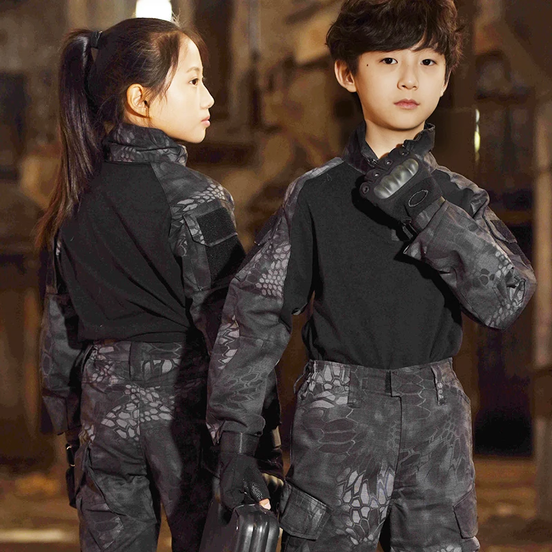 Traje de combate de campamento de verano para niños, camisa y pantalones, traje de escalada de senderismo, uniforme, equipo táctico, ropa de caza para niños, Camping - imagen 4
