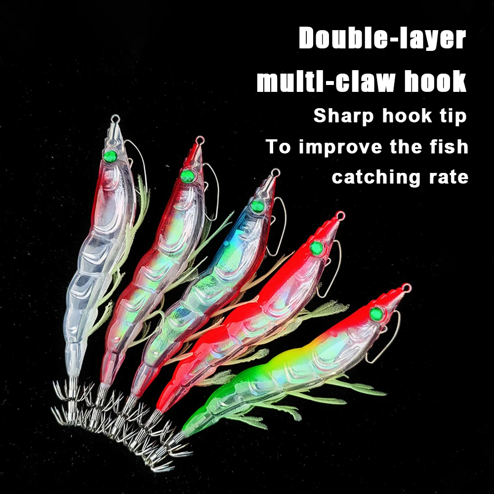 Cebo de camarón suave luminoso de 13cm, anzuelo de calamar brillante, cebo de camarón Artificial, anzuelo de pesca nocturna de agua salada, anzuelo de sepia - imagen 3