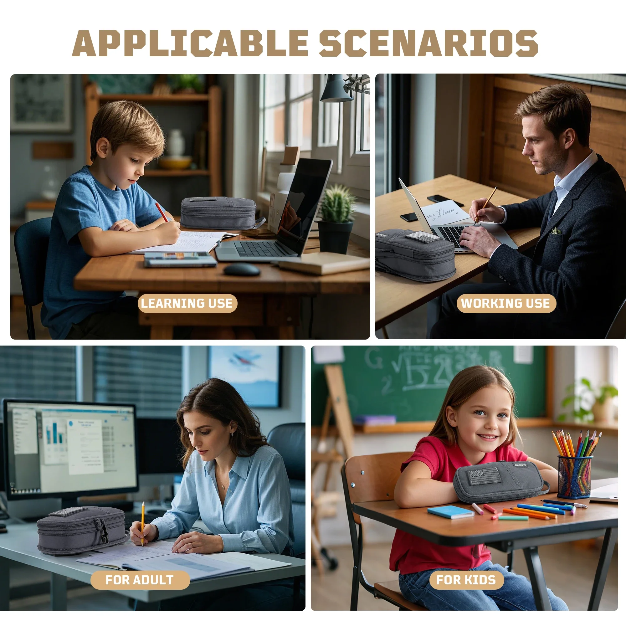 Estuche para lápices ONETIGRIS, estuche para lápices, material de oficina escolar, papelería, organizador de bolsa para lápices de gran capacidad con múltiples ranuras y cremallera - imagen 4