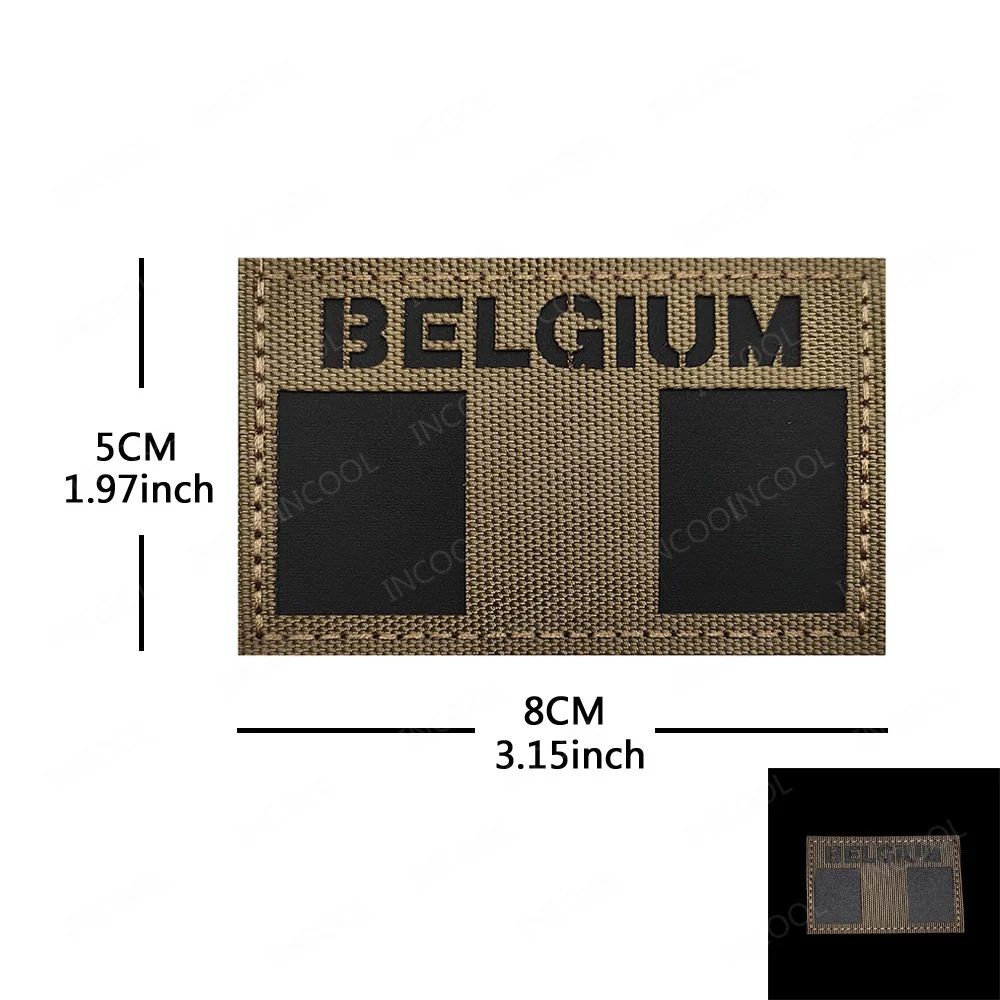 Khaki Laser Cutting IR Reflective National Flag Spain France Czech Italy Poland Greece Patches Tactical Appliques Armband Badges - imagen 4