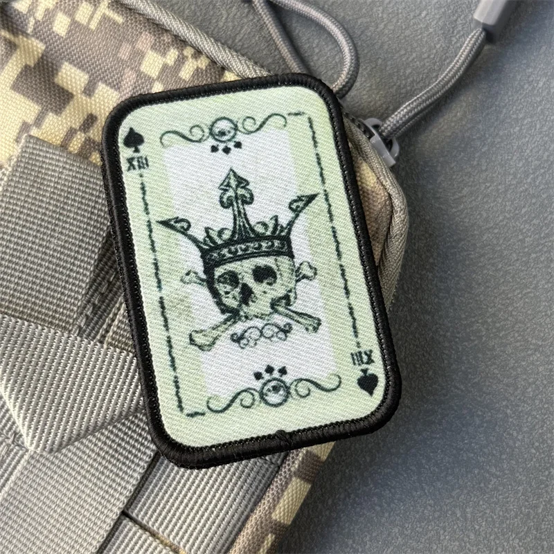 Parche táctico "Ace of Spades Death Card", insignia de moral militar, gancho y bucle estampado, mochila, ropa, pegatina decorativa, brazalete - imagen 3