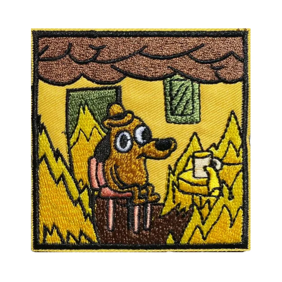 Parche termoadhesivo "This Is Fine" de 3,3 pulgadas: divertido aplique bordado para regalos y aventuras DIY - imagen 2