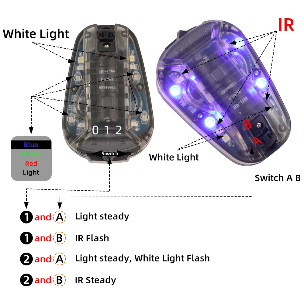 BOOIU linterna táctica para casco con LED IR y estroboscópico - imagen 5