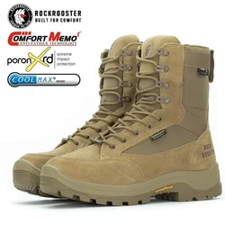 Botas de senderismo ROCKROOSTER de piel de vaca, botas tácticas de combate para el desierto, zapatos de caza impermeables para hombre, zapatillas tobilleras de trekking de alta calidad