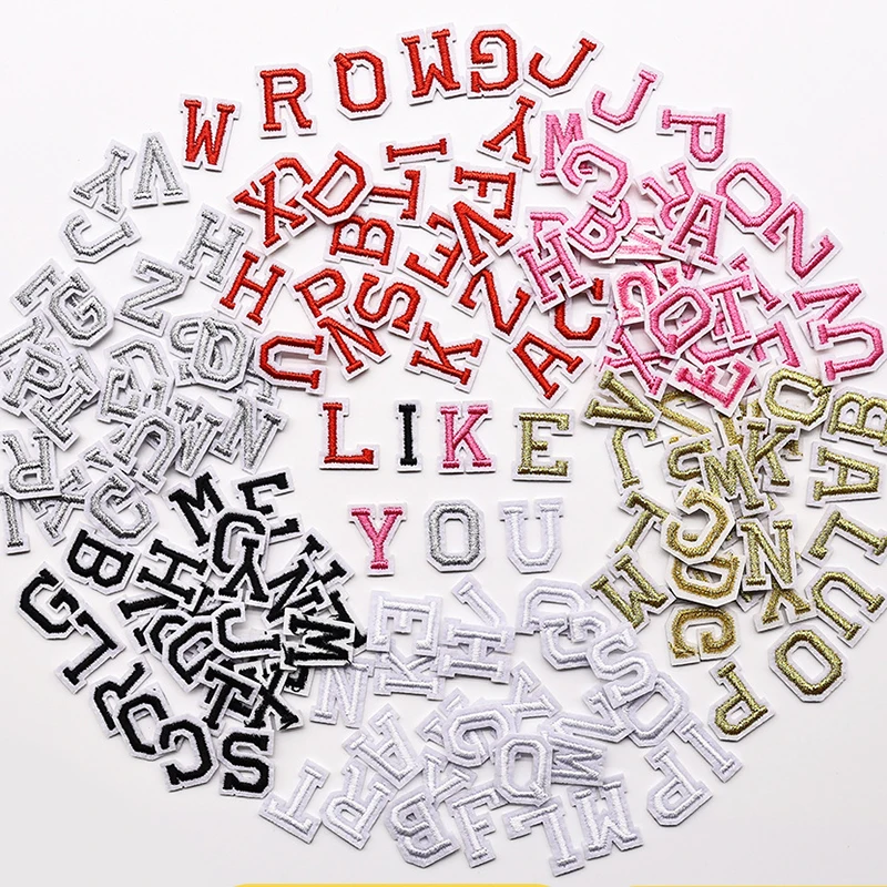 26 unids/lote personajes en inglés parches para planchar para ropa letras coloridas parche bordado en sombrero de camionero ropa prensa de calor - imagen 2