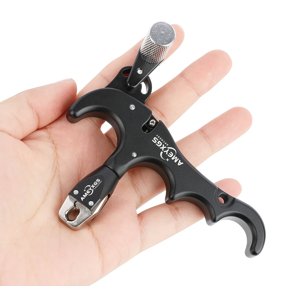 Empuñadura de aleación de aluminio para el pulgar, accesorio de liberación de arco compuesto de 4 dedos, ajustable, 360 °, gatillo automático, mano izquierda/derecha - imagen 4
