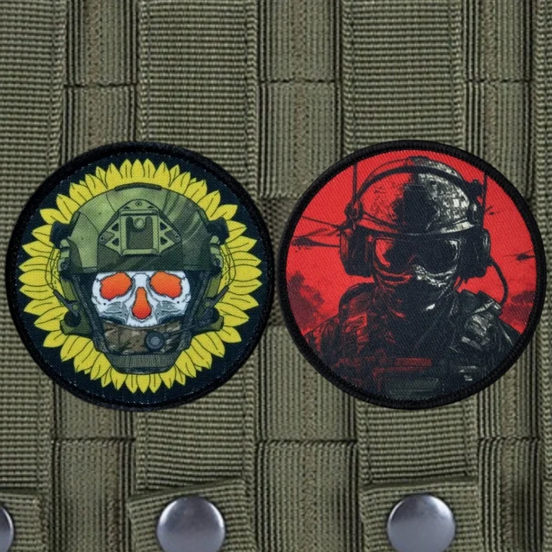Parche estampado táctico de soldado esqueleto "girasol", insignia de moral del ejército militar, gancho y bucle, accesorios para mochila al aire libre, pegatinas - imagen 2