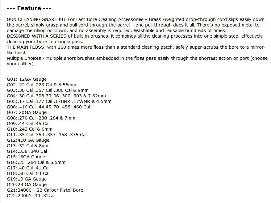 Kit de limpieza de pistola táctica, tapete limpiador de agujeros, cuerda calibre de barril de Rifle 22LR 9x19mm 12GA 20GA.22.223.308 7.62x39 5.45x39 Ruger - imagen 4