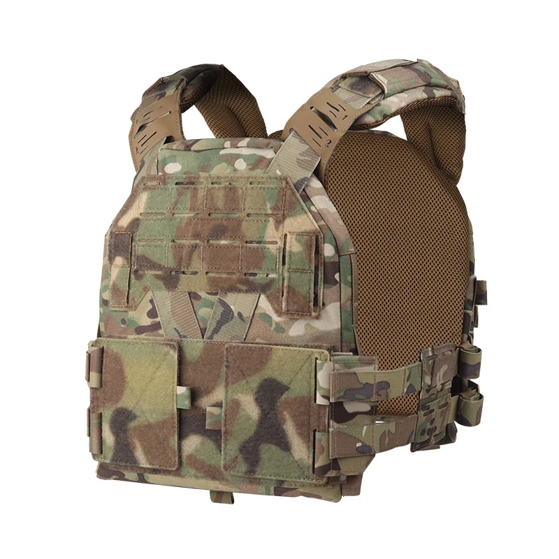 Chaleco portador de placa táctico KZ de liberación rápida para hombres, chaleco portador de placa totalmente ajustable con forro de malla 3D transpirable