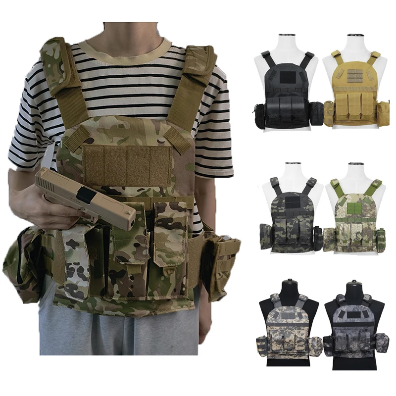 Chaleco de camuflaje de combate para niños, chalecos Airsoft para exteriores, chaleco táctico de Paintball, equipo CS, uniforme del ejército de francotirador para niños y niñas - imagen 2