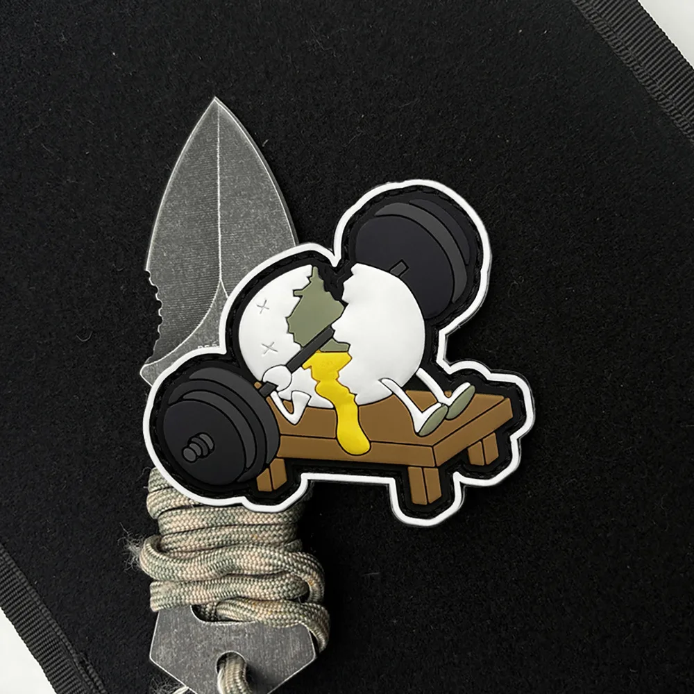 Una barra de Fitness que aplasta cáscaras de huevo parche táctico moral parches militares de gancho y bucle de PVC para pegatinas de mochila de ropa - imagen 2