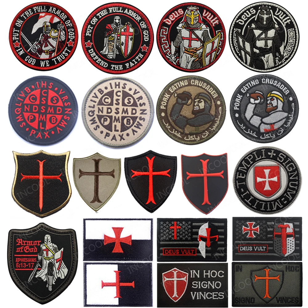 Parches bordados de los caballeros templarios, brazalete táctico en Dios, insignias decorativas bordadas de soldados para chaqueta y ropa