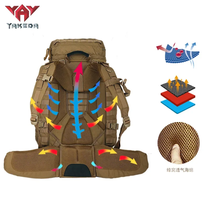 YAKEDA 90L bolsa táctica bolsa de montañismo impermeable a prueba de polvo transpirable aventura al aire libre viaje mochila táctica - imagen 4