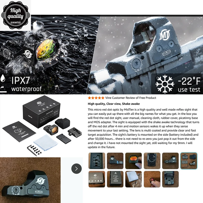 Shake Motion Awake Mini adaptador de mira de punto rojo para GL MOS y Picatinny 3 MOA pistola óptica de punto rojo mira réflex lente asférica grande - imagen 2