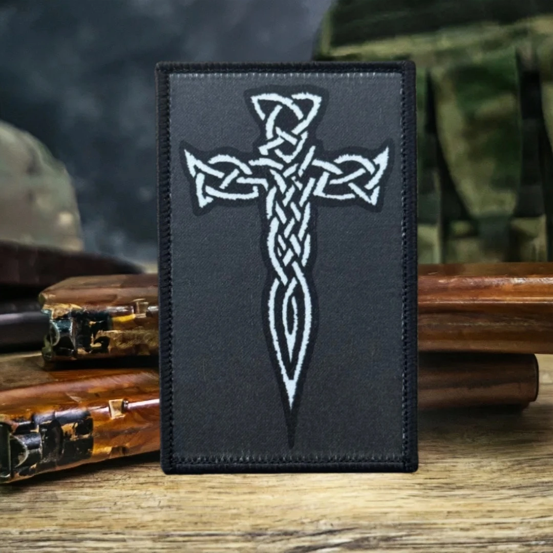 Parche táctico de moral bordado con cruz celtaica, parches de gancho y bucle cristianos blancos para equipo de ropa, pegatina - imagen 5