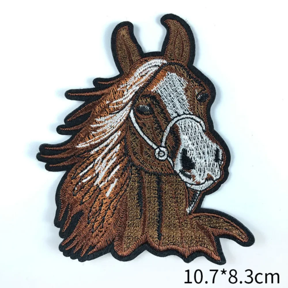 Parches termoadhesivos bordados con cabeza de caballo, accesorios de ropa para planchar, estilo étnico, unicornio, sangre de sudor - imagen 2