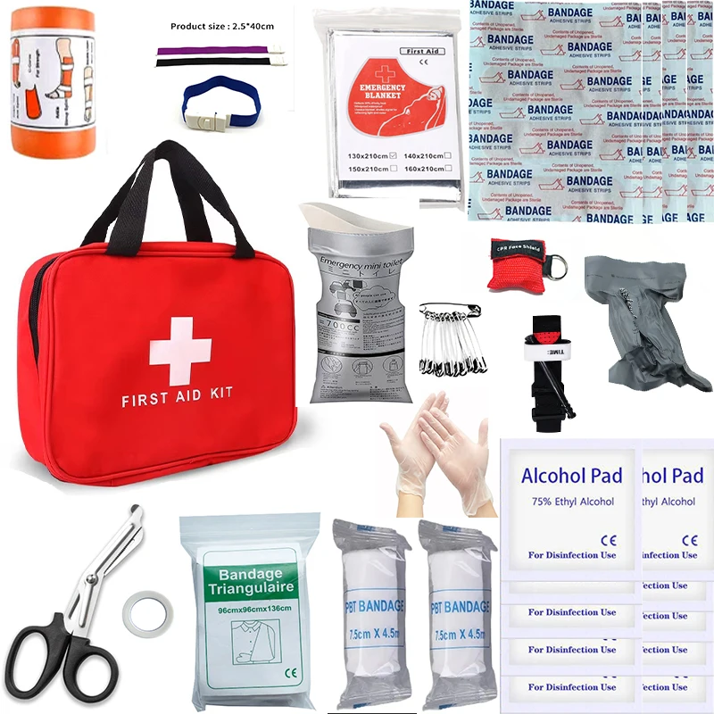 Botiquín de primeros auxilios multiusos: bolsa médica portátil con suministros de emergencia para senderismo al aire libre, viajes en coche, supervivencia en acampada - imagen 2