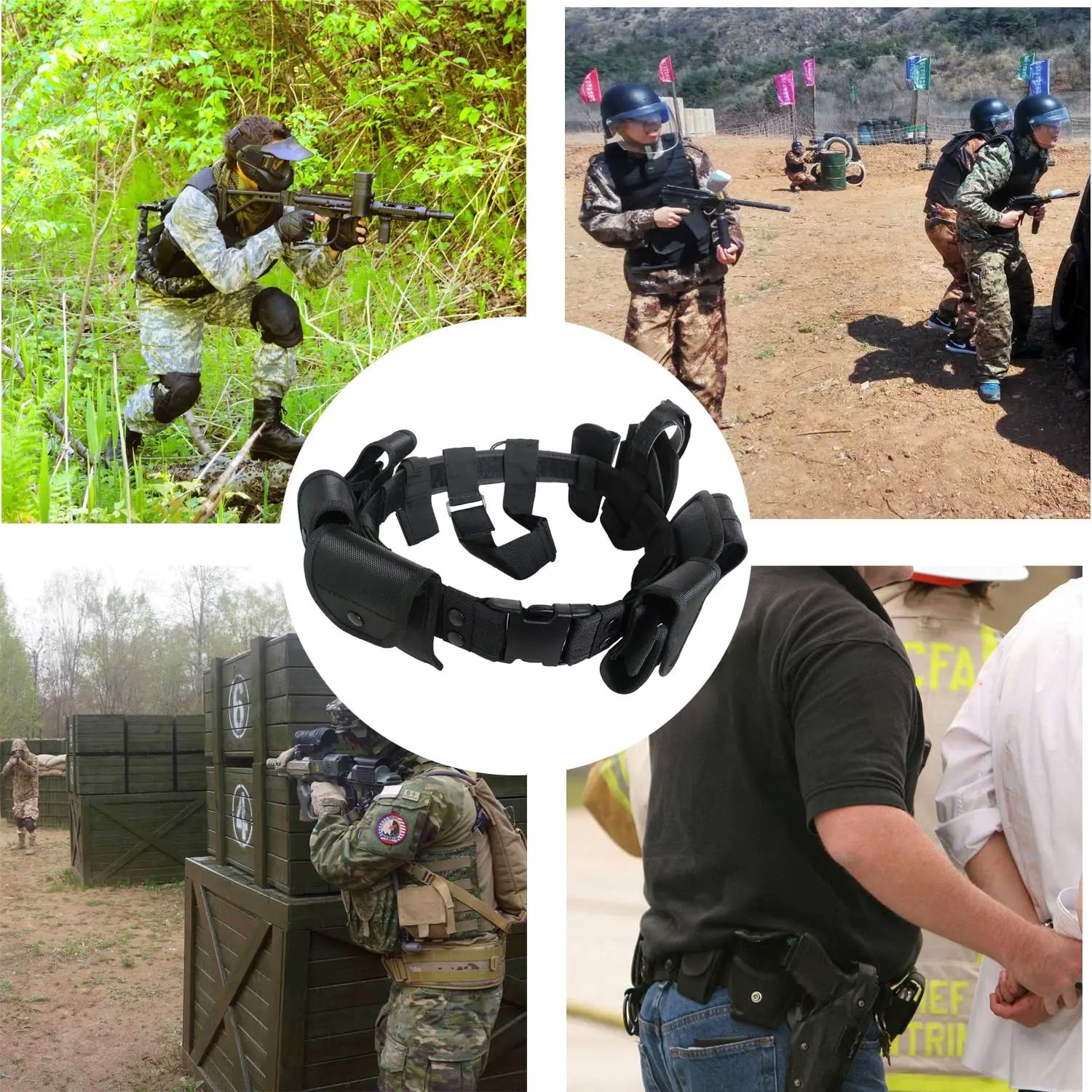 Cinturón de seguridad táctico para trabajo táctico, conjunto de cinturón de seguridad Táctico 10 en 1, cinturón de seguridad militar de nailon ajustable, multifuncional - imagen 5