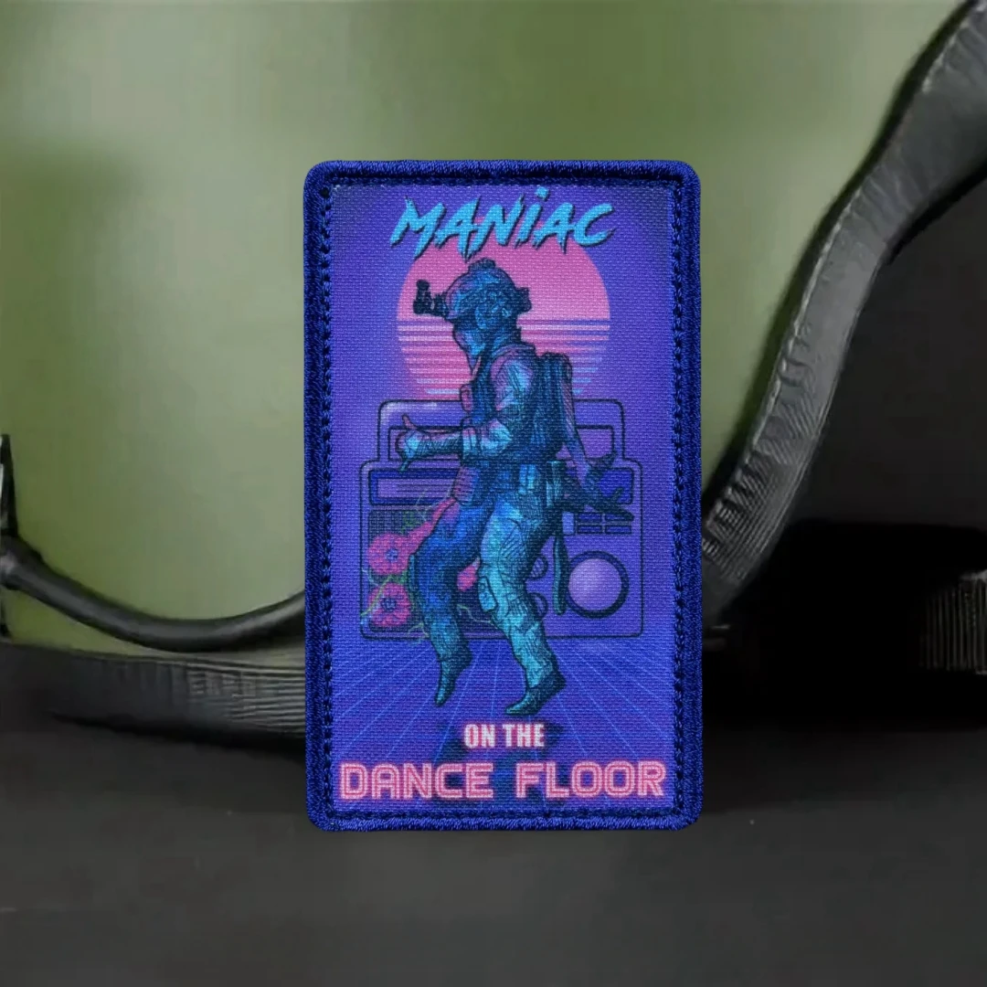 Parche táctico Maniac Om The Dance Floor, insignia de moral con gancho y bucle impreso para pegatinas en mochilas de ropa - imagen 4