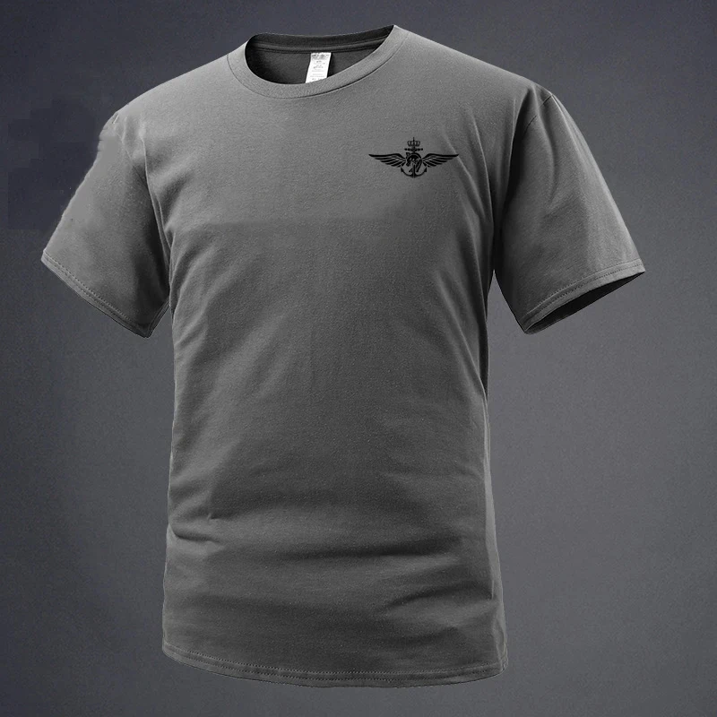 Camiseta de manga corta con cuello redondo y estampado de ala de corona para hombre, Camiseta cómoda de algodón para deportes de combate al aire libre de las fuerzas especiales de verano - imagen 4