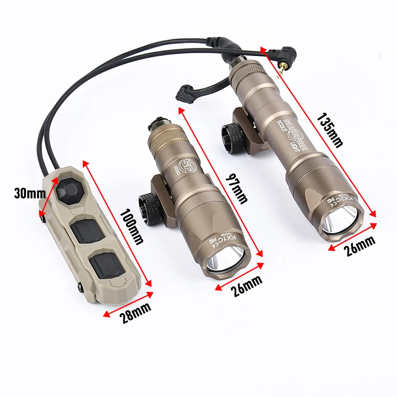 WADSN Airsoft M300 M600 linterna táctica de caza con interruptor de presión Dual 2,5mm enchufe para Combo láser - imagen 5