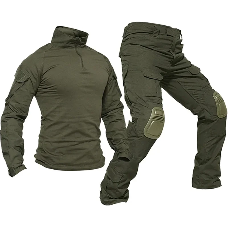Uniforme táctico, traje de adiestramiento al aire libre, trajes de caza verdes, camisa, pantalones Cargo, ropa para hombre, conjuntos de ropa de Paintball resistentes al desgaste - imagen 2