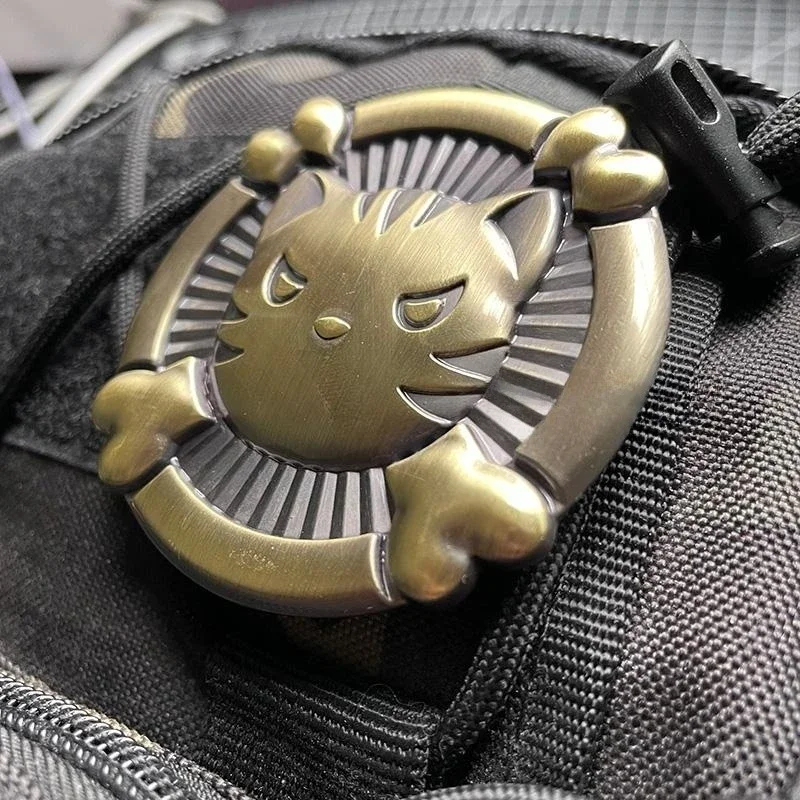 Parche de Metal con gancho y bucle, insignia de moral de gato y Calavera, brazalete táctico 3D, parche de decoración para mochila, sombreros - imagen 2