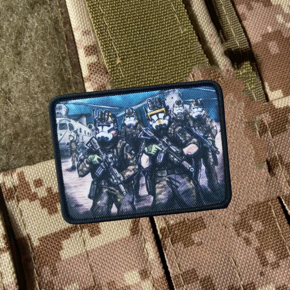 Parches de tela con gancho y bucle con estampado de soldado táctico "clonación táctica", insignia de moral del ejército militar, brazalete, pegatinas para mochila - imagen 3