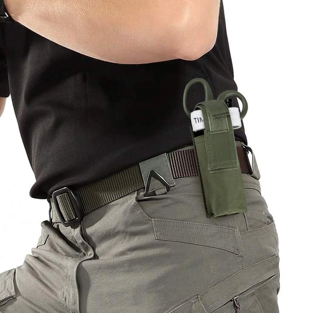 Bolsa para tijeras médicas Molle, soporte para torniquete, bolsa de herramientas pequeña para torniquete, tijeras EMT, cuchillo plegable, bolsa para linterna táctica - imagen 2