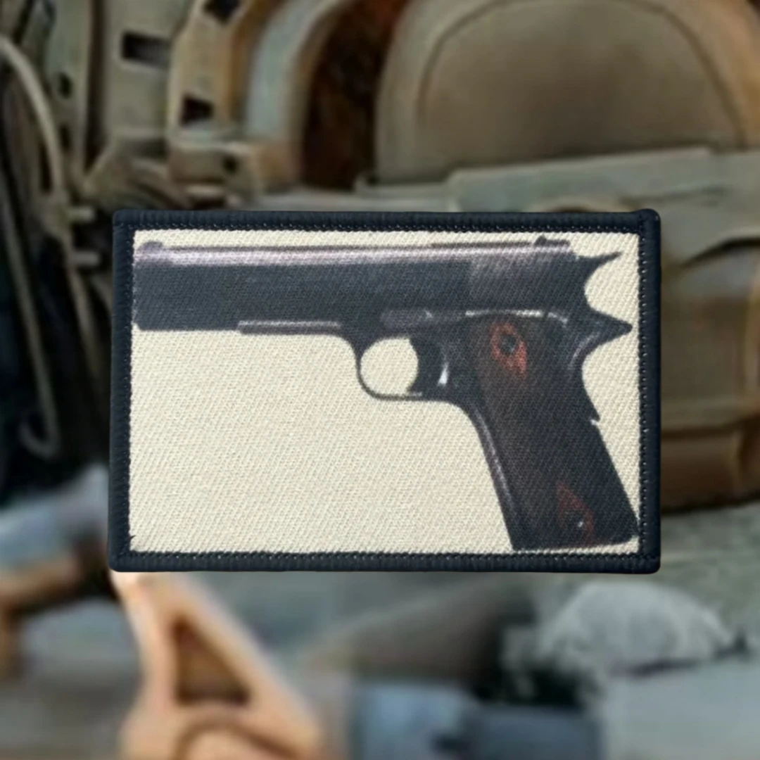 Colt 1911, insignia divertida de moral, parches estampados de soldado para ropa, brazalete militar táctico, pegatinas para mochila con gancho y bucle - imagen 3