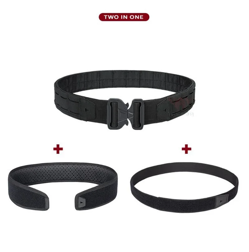 Cinturón táctico YAKEDA 3 en 1, hebilla de liberación rápida cortada con láser, cinturón de tiro de combate MOLLE con cinturón interior y almohadilla de soporte trasero - imagen 5