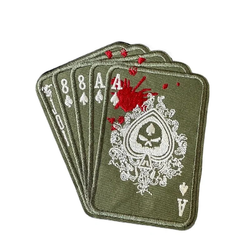 Parche táctico de tarjeta de póker, brazalete militar de calavera, parche de insignia de moral con gancho y bucle para ropa, apliques de chaleco táctico - imagen 3