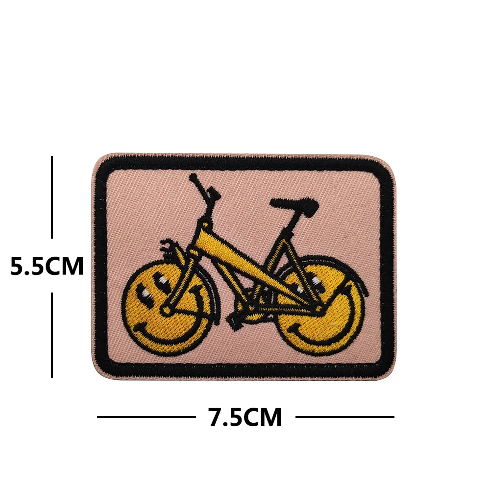 Parche bordado con cara sonriente divertida, cierre de gancho y bucle con sonrisa, parches reflectantes IR para coser, insignia para ropa, mochila - imagen 5