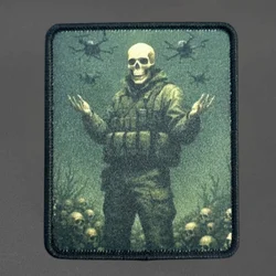Parche con estampado de "UAV y calavera", chaleco táctico, insignia de moral con gancho y bucle, pegatina decorativa para mochila, parches para brazalete para ropa