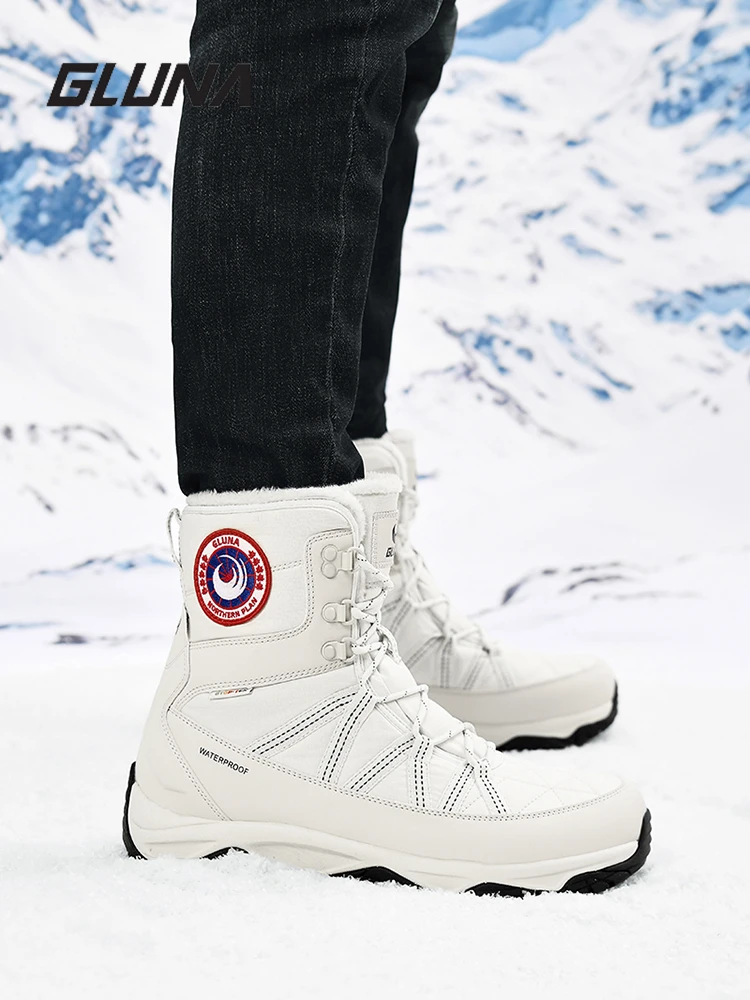 GLUNA zapatos de senderismo para hombre, botas de nieve impermeables, botas de escalada para mujer, deporte al aire libre, caza, senderismo, zapatillas de viaje informales de alta calidad - imagen 4