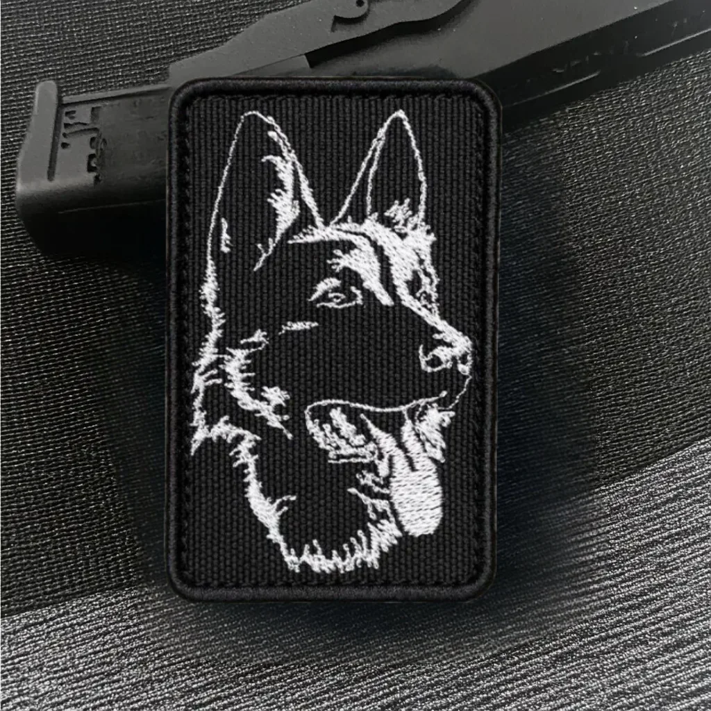 Parches bordados de perros "Du Binquan Pastor", gancho y bucle, servicio de perro con accesorios tácticos, pegatinas de mochila - imagen 3