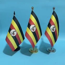BANDE DE SKY Bandera de escritorio de oficina Bandera de Uganda 14x21 cm poliéster Bandera nacional de UGA Uganda Bandera de país Adornos de escritorio Banderas