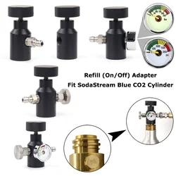 Adaptador de recarga de tanque de cilindro de CO2, estación de llenado, adaptador de encendido/apagado, rosca de TR21-4 compatible con cilindro de CO2 azul SodaStrea