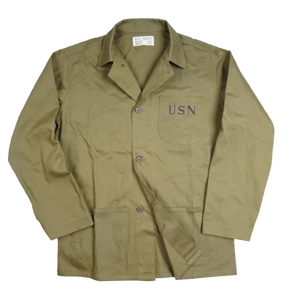 Chaqueta HBT USN de la Segunda Guerra Mundial para hombre, traje de madera contrachapada del ejército, camisa caqui para correr, chaqueta de entrenamiento al aire libre - imagen 4