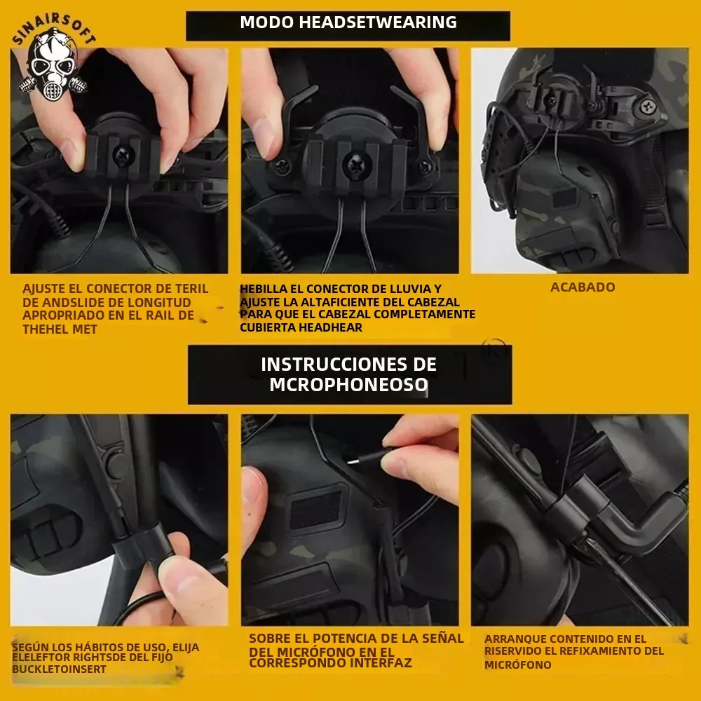 Auriculares de comunicación Airsoft Paintball CS tácticos Gen5 auriculares de combate caza tiro auriculares para rieles de casco de 19-21 Mm - imagen 5