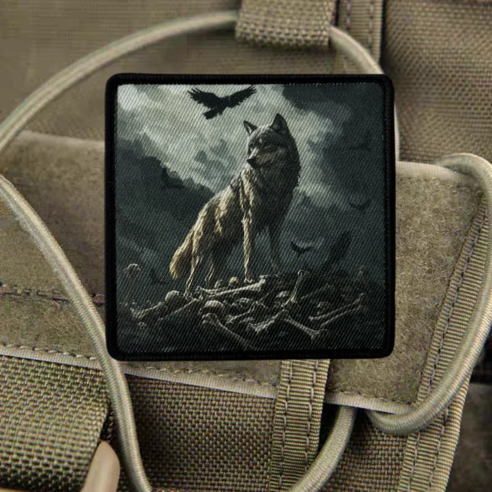 Parche táctico con estampado de lobo, gancho y bucle, insignia de moral de lobos militares, brazalete, mochila táctica, apliques adhesivos DIY para ropa - imagen 5