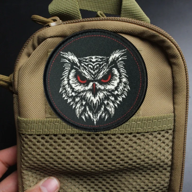 Parche estampado de búho para ropa, insignia de moral táctica, parche militar con gancho, pegatina decorativa para mochila - imagen 4