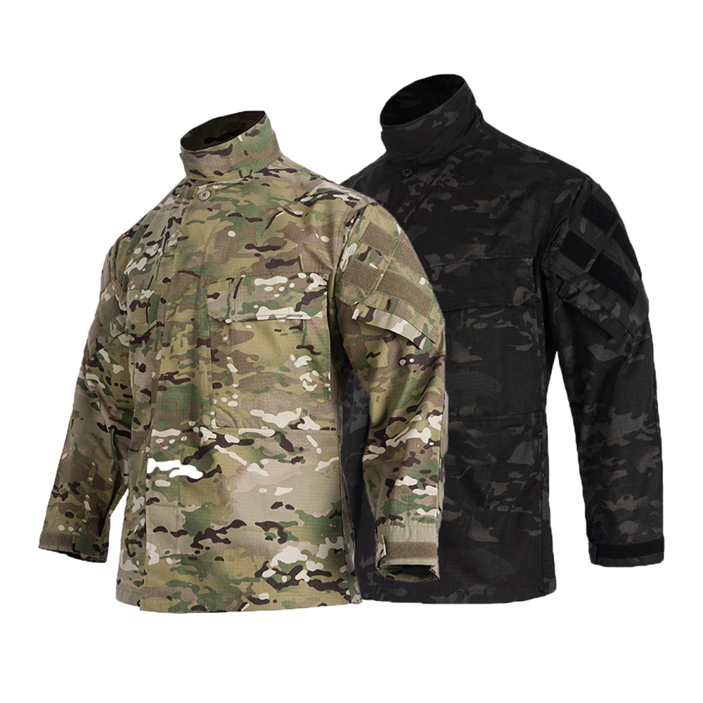 Ropa de camuflaje para hombre, uniforme de entrenamiento de combate táctico, caza al aire libre, Camping, abrigo cortavientos de manga larga de camuflaje